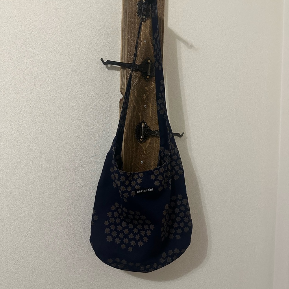 Marimekko Navy Floral Messenger Bag new